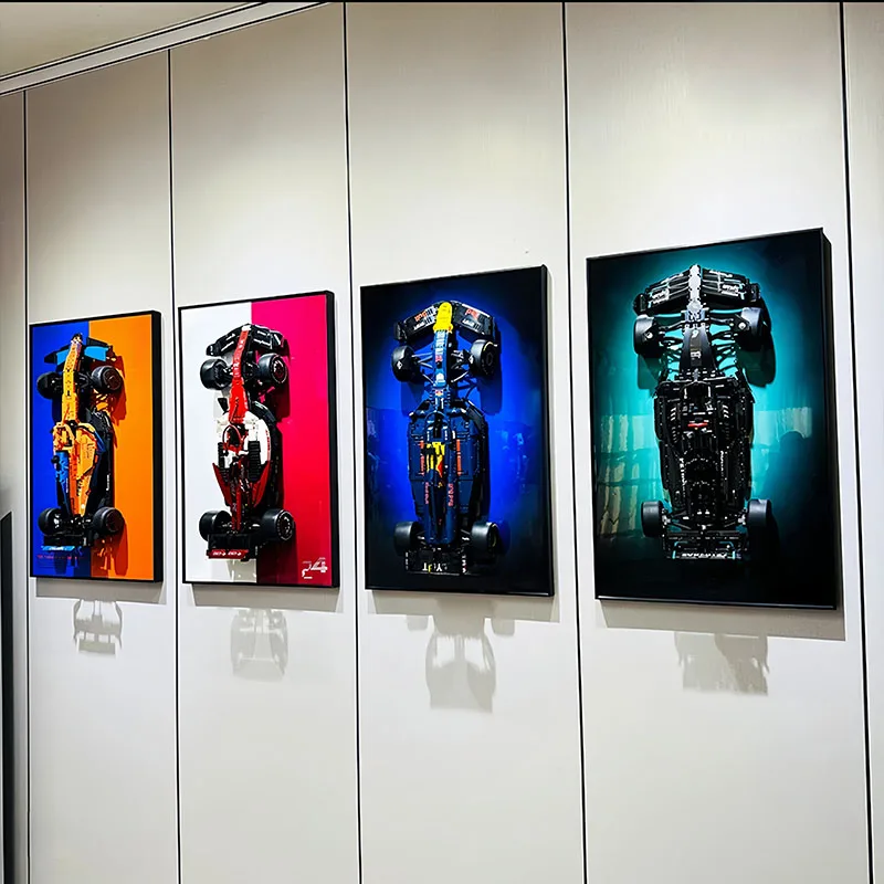 حامل تثبيت على الحائط بشاشة عرض معدنية مقاس 31.5 بوصة لسيارة LEGO F1 42207 42206 42171 42141، لسيارات CADA C64005 C44، موديل مكعبات البناء