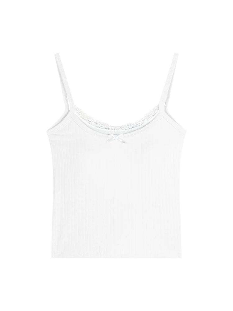 Chaleco con tirantes y ribete de encaje para mujer, ropa interior ajustada con almohadilla para el pecho, nudo superior ortopé de puro deseo de verano