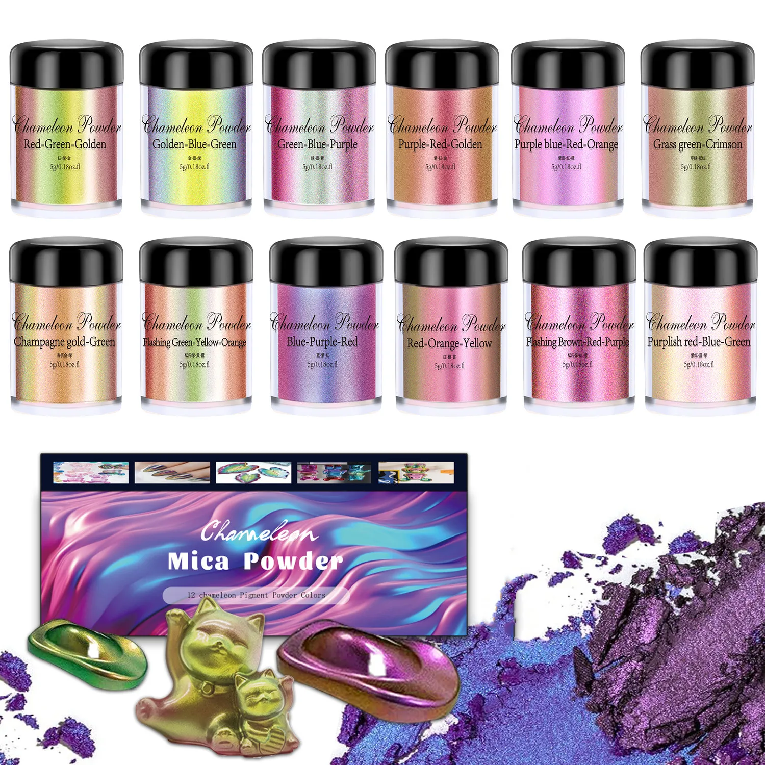 5g Chameleon Powder Nail Staining Mica Powder Colorant Resin Pigment Dye Pearlescent Pearl UV Resin Epoxy Jewelry Making