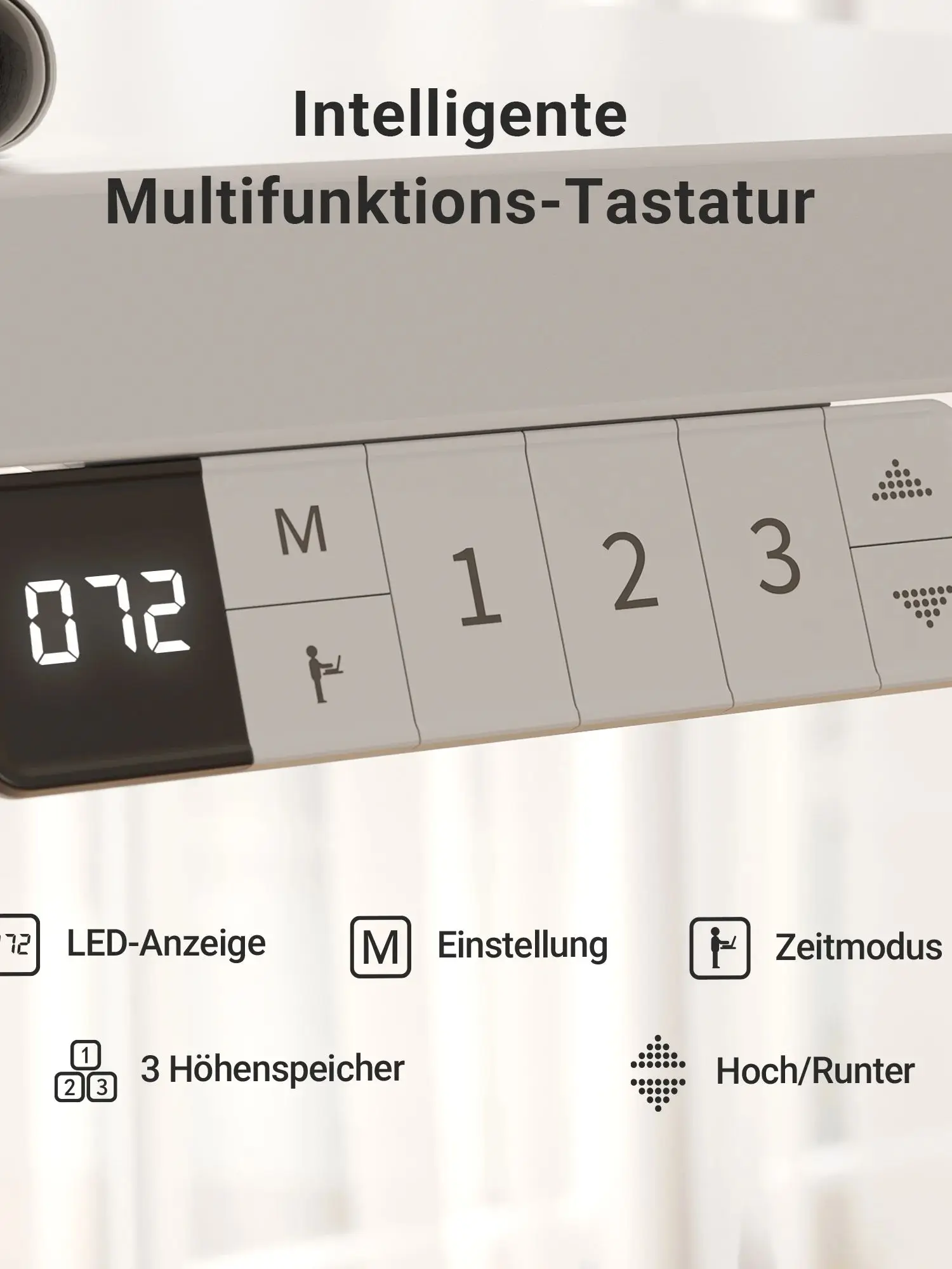 Seang Schreibtisch Höhenverstellbar Elektrisch 160x80cm, Höhenverstellbarer Schreibtisch 3 Memory-Funktion mit  und 2 Haken