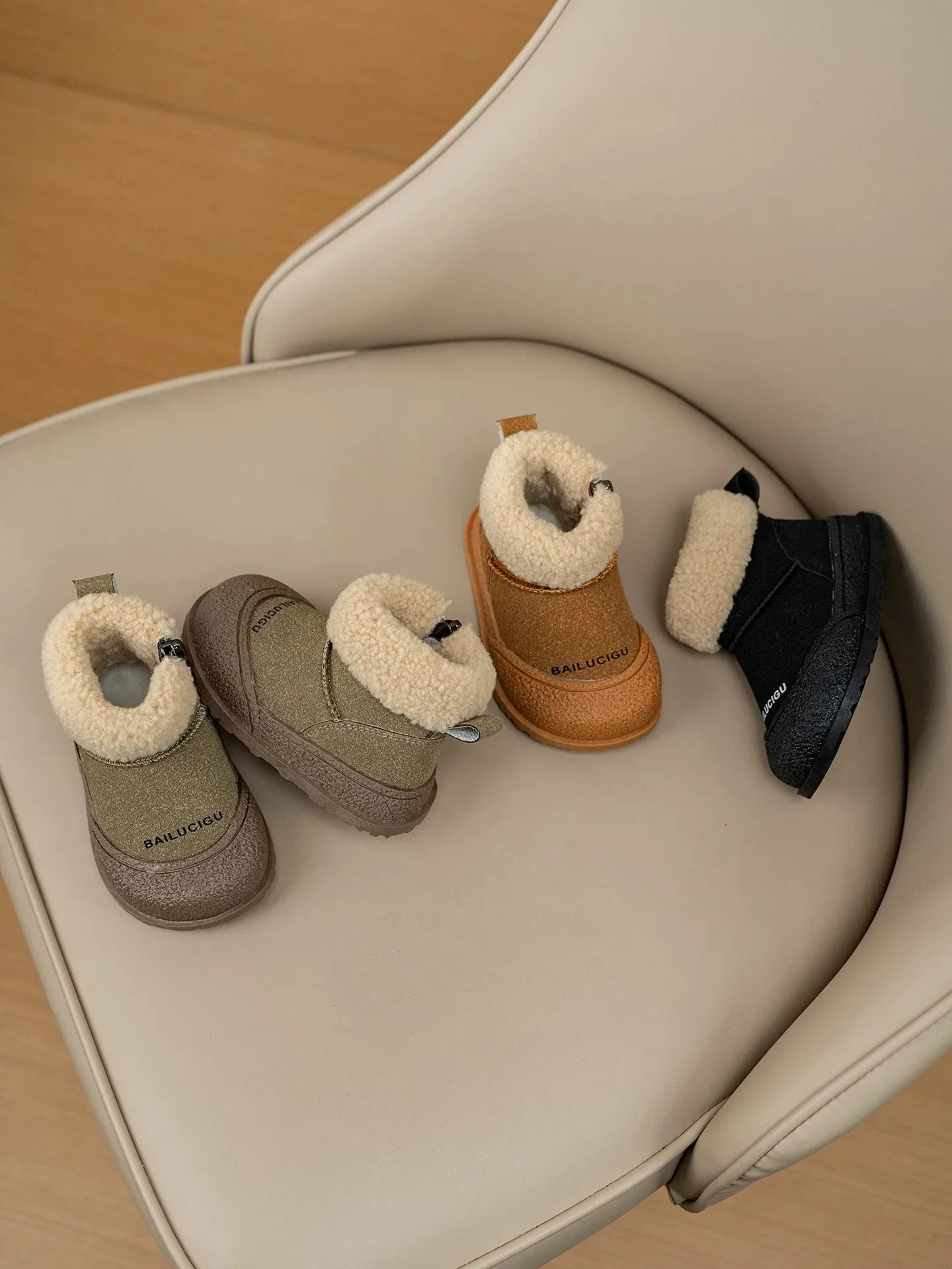 Baby Boys Girls Suede Leather Boots Outdoor Autumn Winter Children Snow Boots Warm Soft Sole Non-slip Toddler Kids Plush Shoes