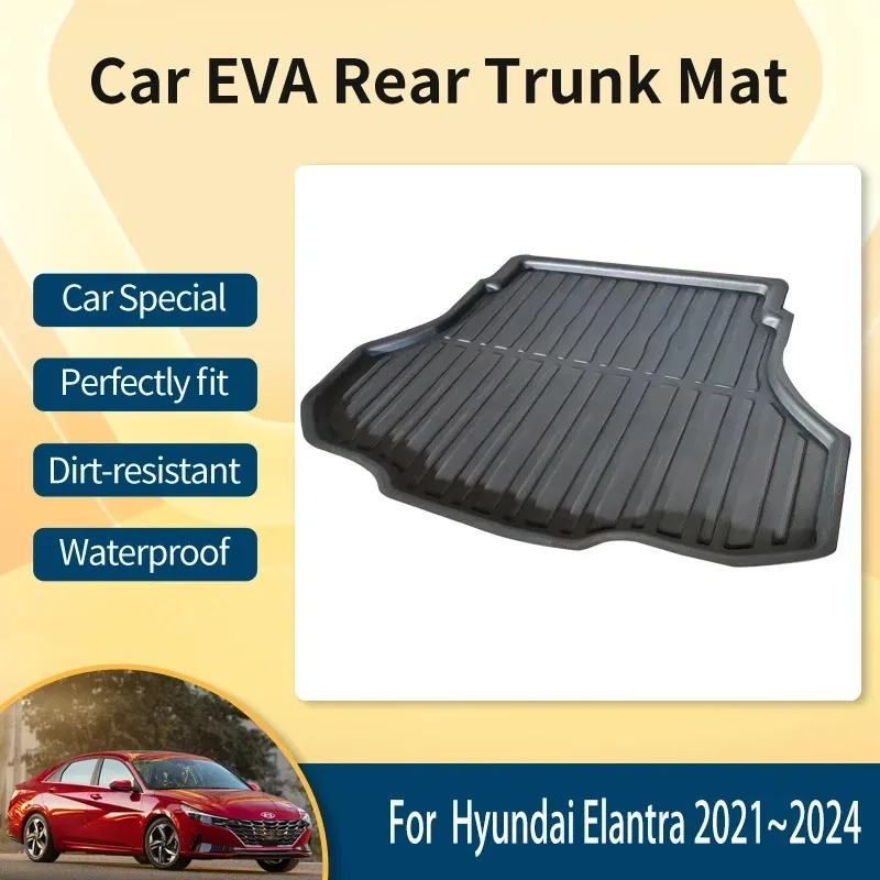 Car Rear Trunk Storage Pads For Hyundai Elantra Avante i30 Sedan CN7 2021 2022 2023 2024 EVA Mud Car Mat Carpet Auto Accessories