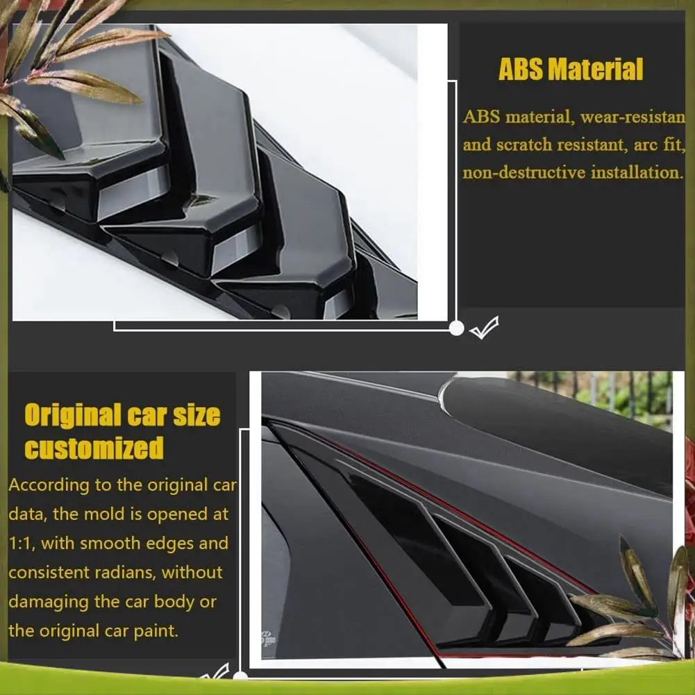 

AB98-ABS Rear Window Louver Shutter Cover Trim For Hyundai Elantra 2021 2022 Air Vent Scoop Shade Parts Accessories 1Set