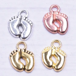 100pcs/Lot Golden Baby Foot Charm Pendants For Jewelry Making DIY Supplies Footprint Handmade Pendant Charm Wholesale Bulk Alloy