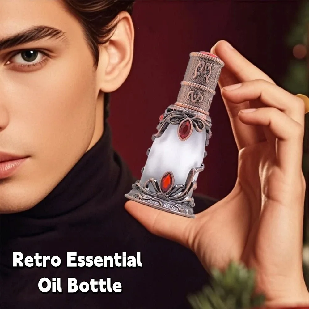 Refillable Retro Essential Oil Bottle Antiqued Alloy Glass Sub-packaging Bottle Arab Style Glass Container Wedding Decoration