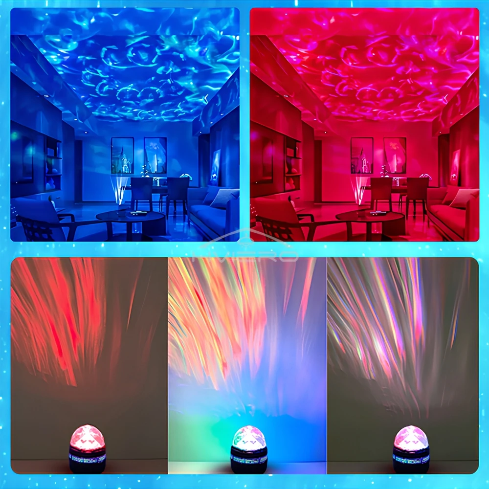 Mini Starry Sky Projection Lamp LED 7 Color Patterns Remote Control Multifunctional Polar Night Light Party Bedroom Atmosphere