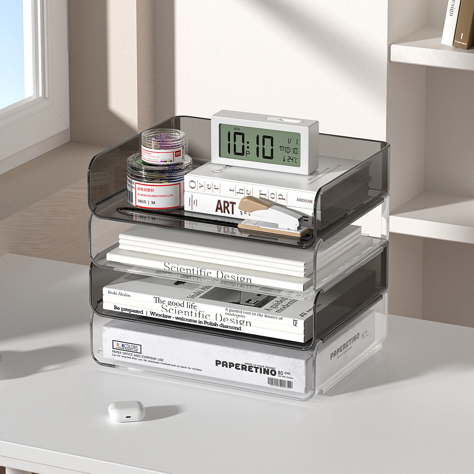 

Transparent Brown Acrylic Stackable Shelf,Beautiful Practical Storage Organizer for Modern Living,The Good Life Home Decor.