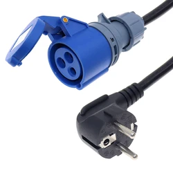 IEC309 316C6 to EU Schuko Plug Power Cord, connect the 316P6 plug and the Euro CEE7/7 Outlet Socket, 16A 3G1.5mm Wire gauge