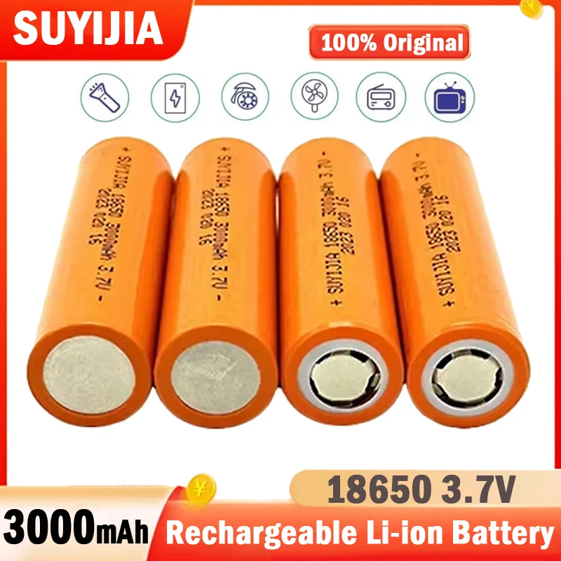 

100% Original 18650 3.7V 3000mAh Li-ion Rechargeable Battery for Flashlight Electronic Cigarette LED Light Batteries Replacement