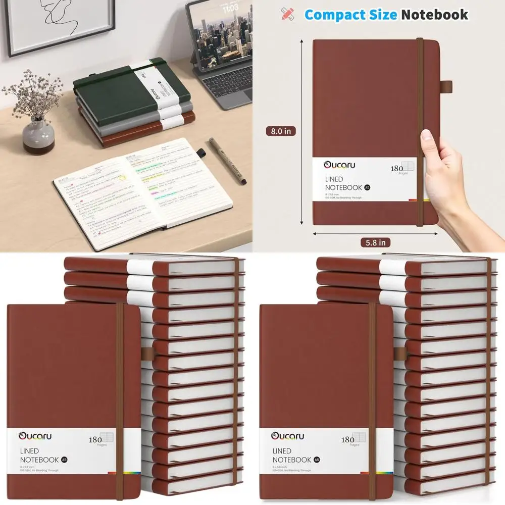 

16-Volume A5 Notebook Set, 180-Page Journals, 100 GSM Paper for Daily Writing, Ideal for Men & Women, Work, School, Travel