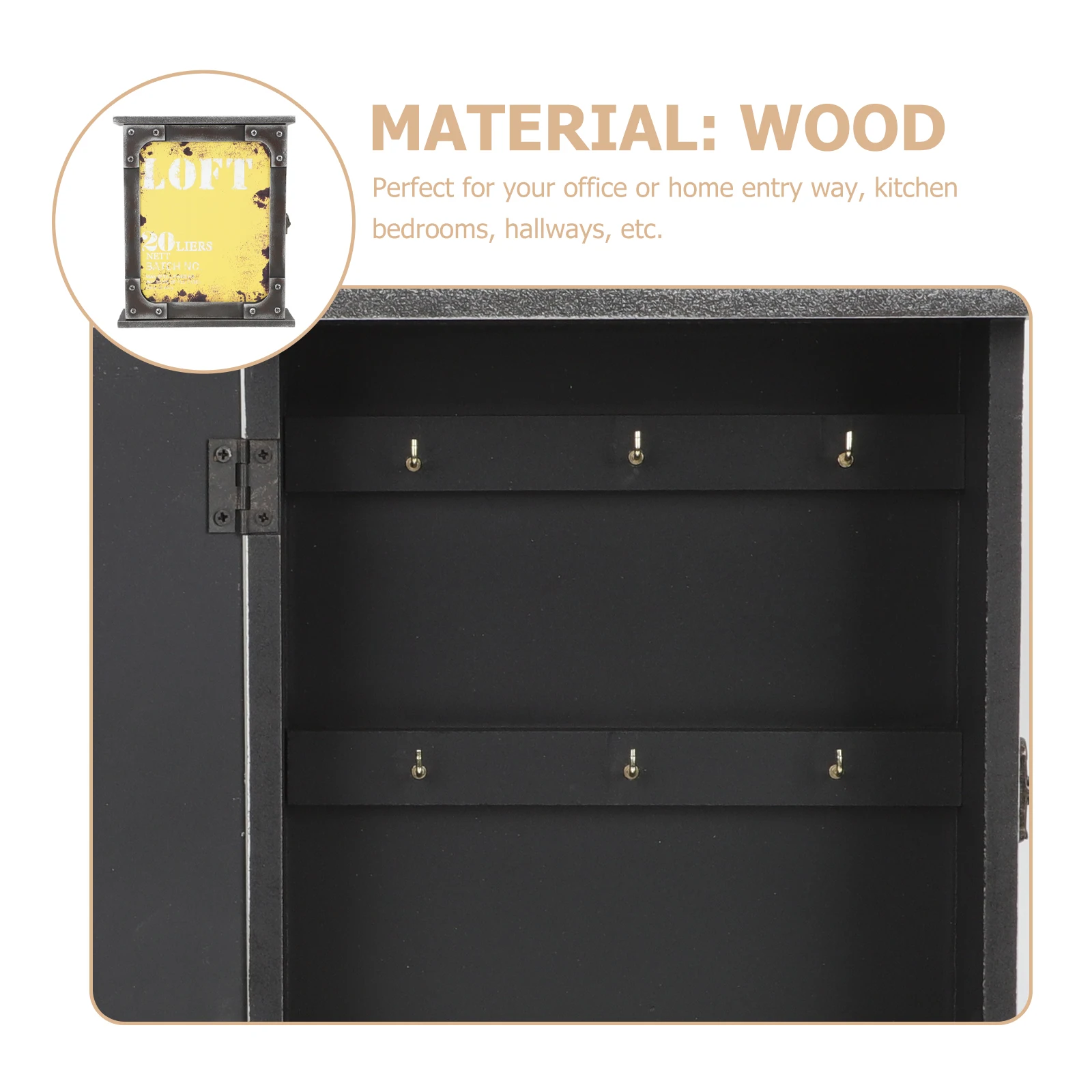 Retro Wooden Box Vintage Key Storage Holder Wall Mount Key Rack Yellow Entry Trinket Boxes Keys Hanging Organizers