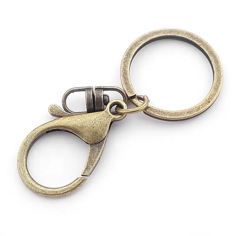 10PCS Antique Bronze Iron Key ring Key Chains with Rotate Link Connector and Large lobster Clasps Rosediy official-website