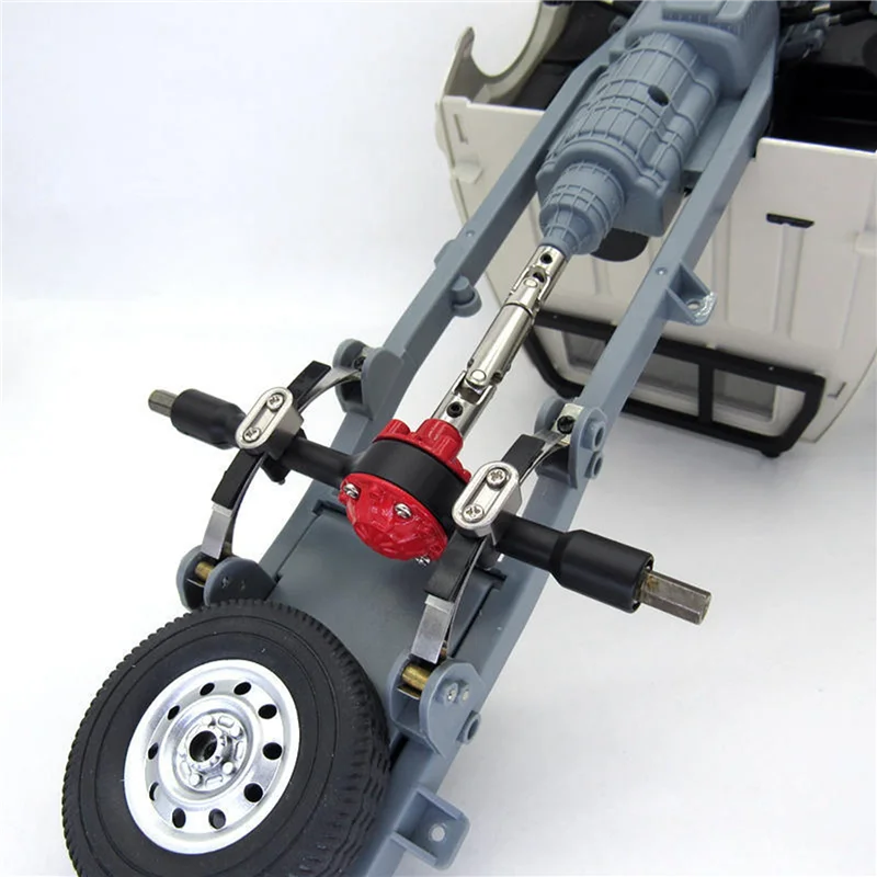 2 قطعة محور الجسر الخلفي المعدني مع تروس فولاذية لـ WPL D12 B14 B24 B16 B36 C14 C24 C34 C44 RC قطع غيار السيارات، أسود