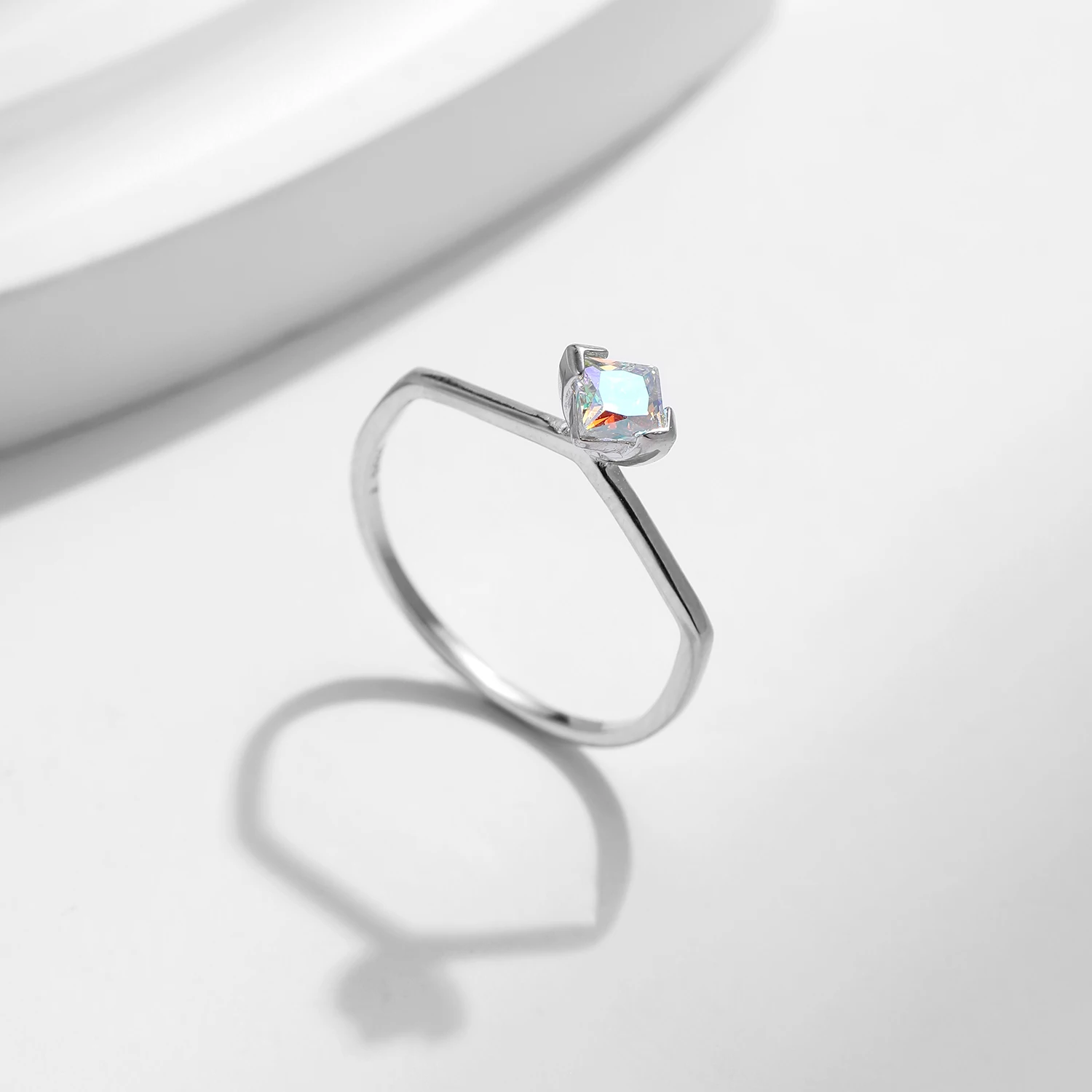 MODIAN 925 Sterling Silver Colorful Square Zirconia Geometric Ring Original Design Wedding Statement Fine Jewelry For Women
