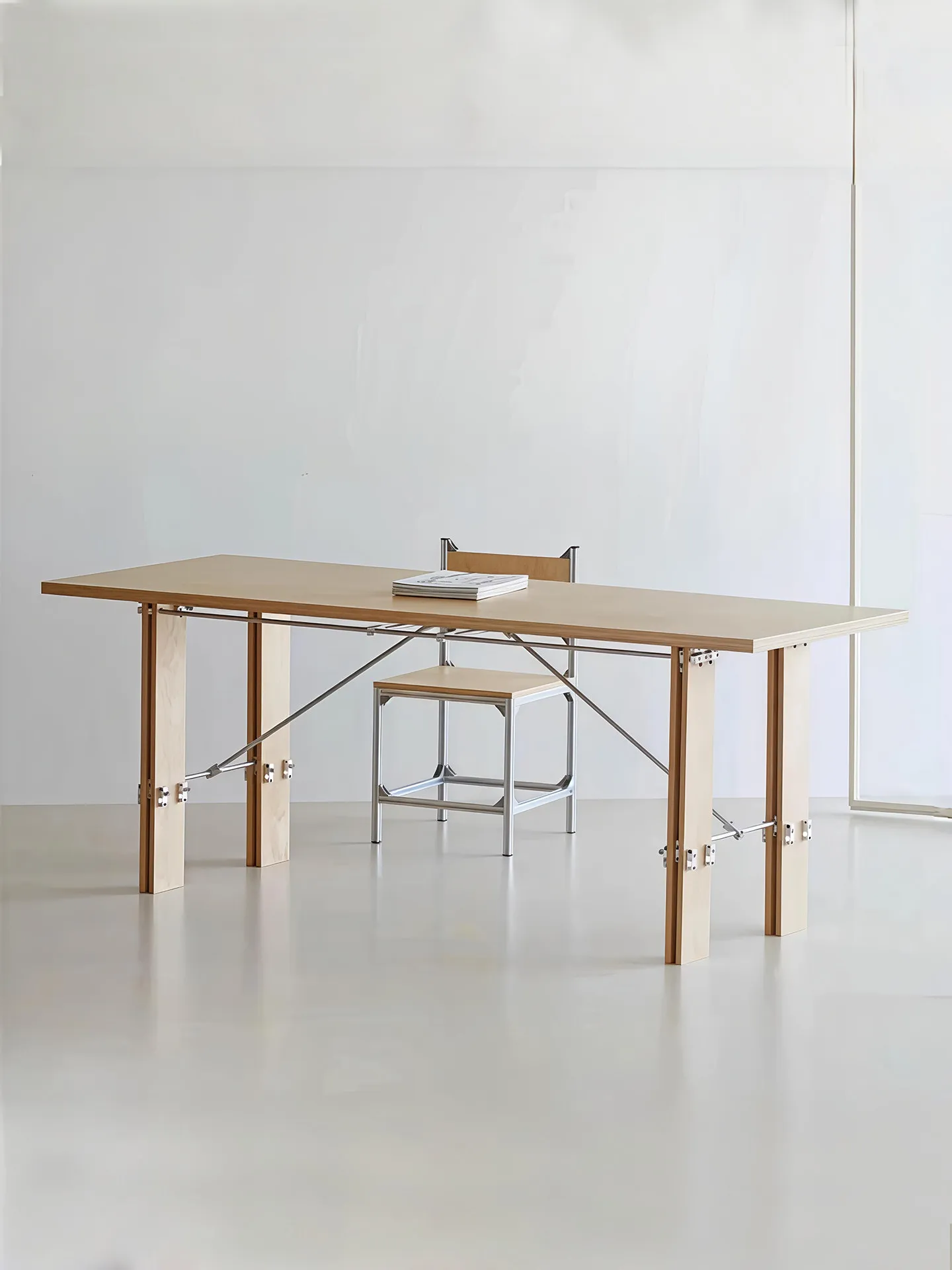 

Office Desk Modern Minimalist Meeting Long Table Optical Axis Birch Marine Board Stain Resistant Workbench Bedroom Study