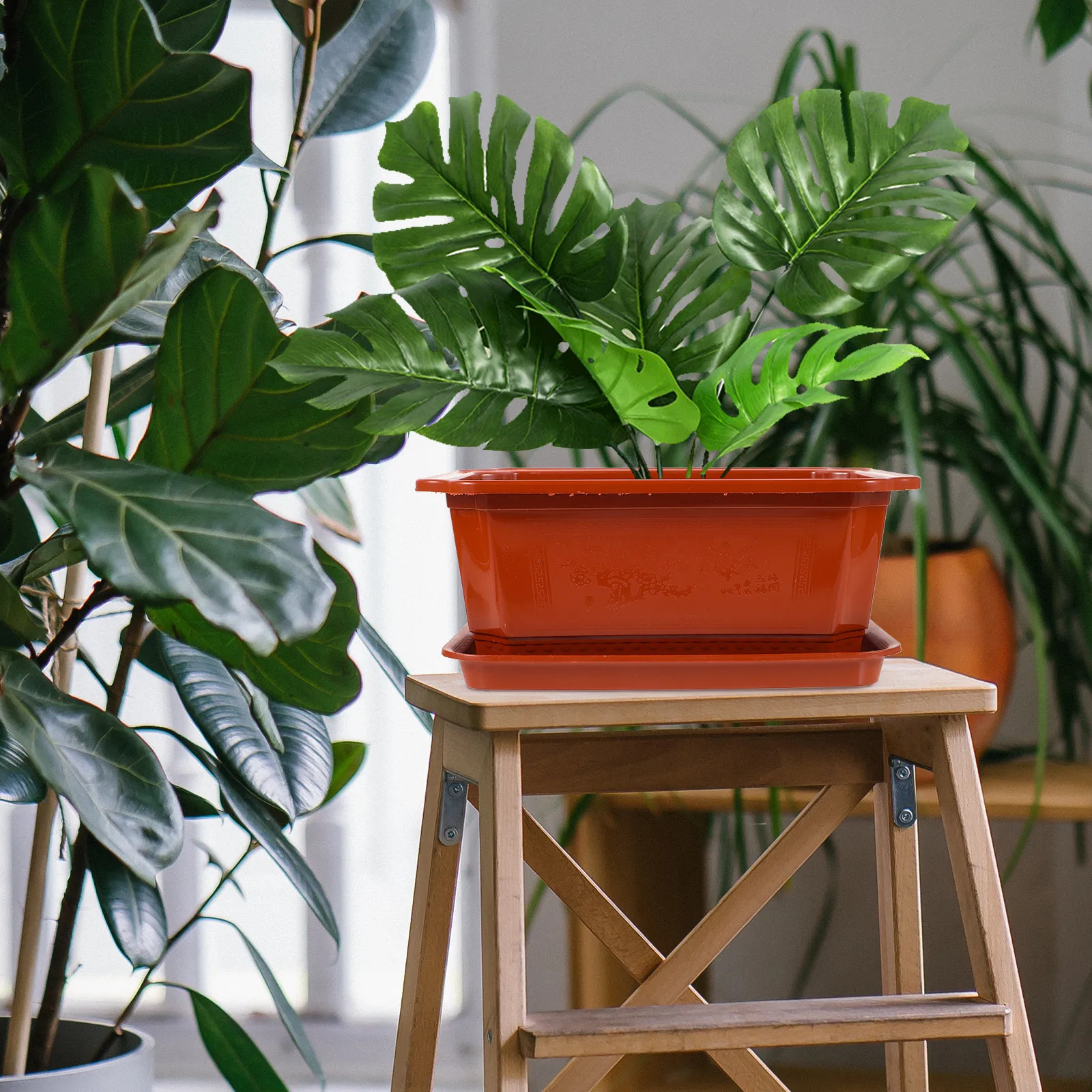 

2Pcs Oval Large Bonsai Pots Plastic Decorative Flowerpot Indoor Plant Holder Garden Planter for Succulents Ferns