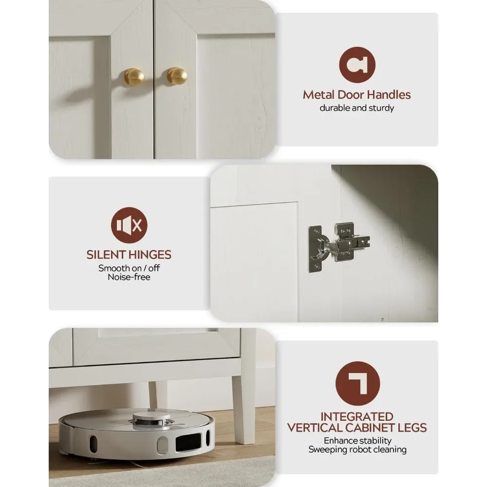 

3pcs Modern Buffet Cabinet with Storage Sideboard Cabinet Wood cabinets for Kitchen, Living Room, Hallway Antique White