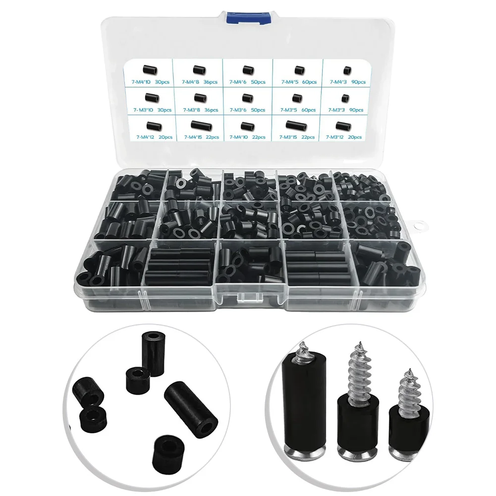 638 قطعة منفذ كهربائي ABS الفواصل والغسالات مجموعة متنوعة دون الخيوط للمنزل أدوات يدوية للطاقة الملحقات