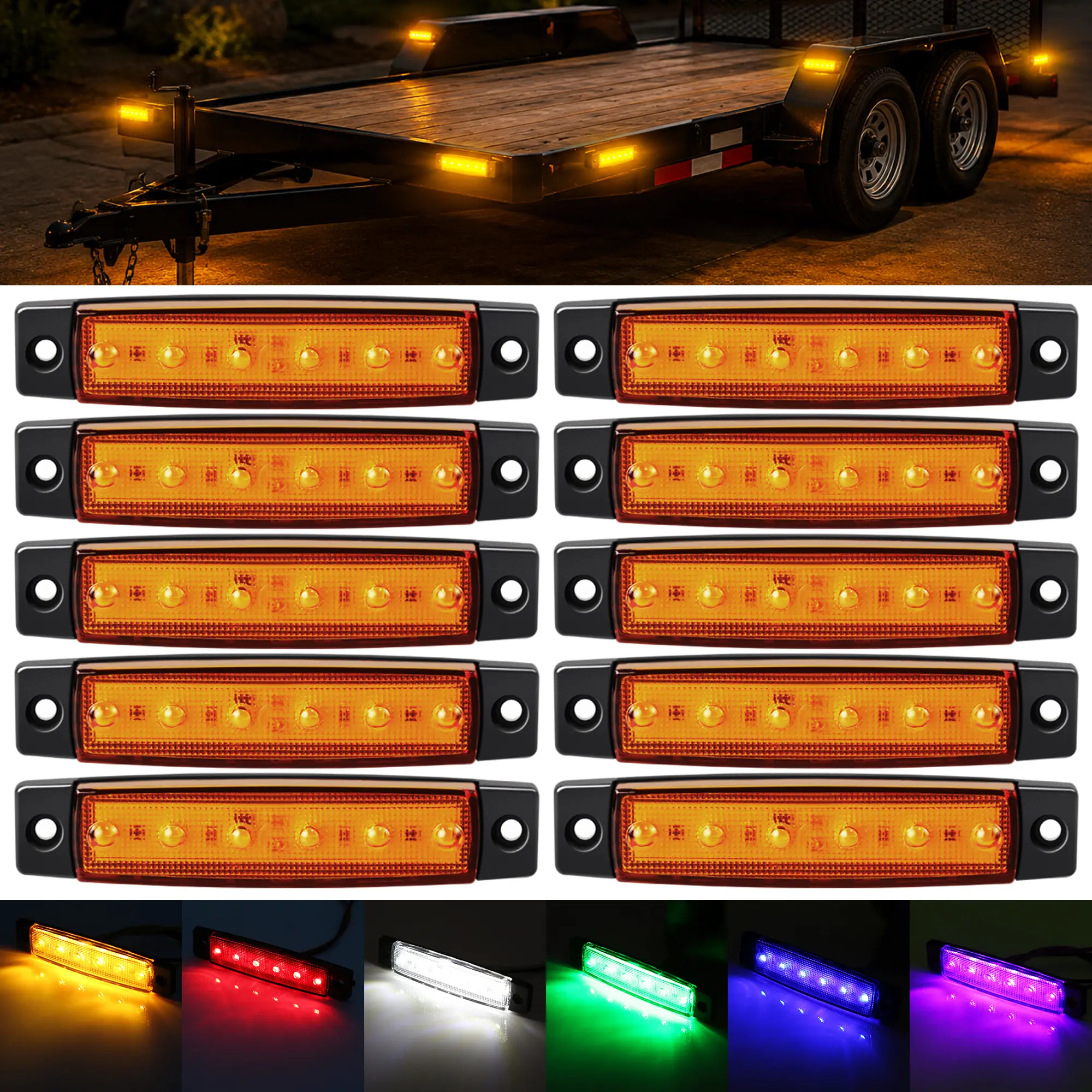 10PCS 12V-24V Led Seite Marker Anzeige Auto Lichter Vorne Hinten für Lkw Cab RV anhänger Bernstein/Rot/Weiß/Grün/Blau