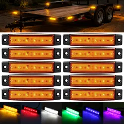 10PCS 12V-24V Led Side Marker Indicator Car Lights Front Rear for Trucks Cab RV Trailer  Amber/Red/White/Green/Blue