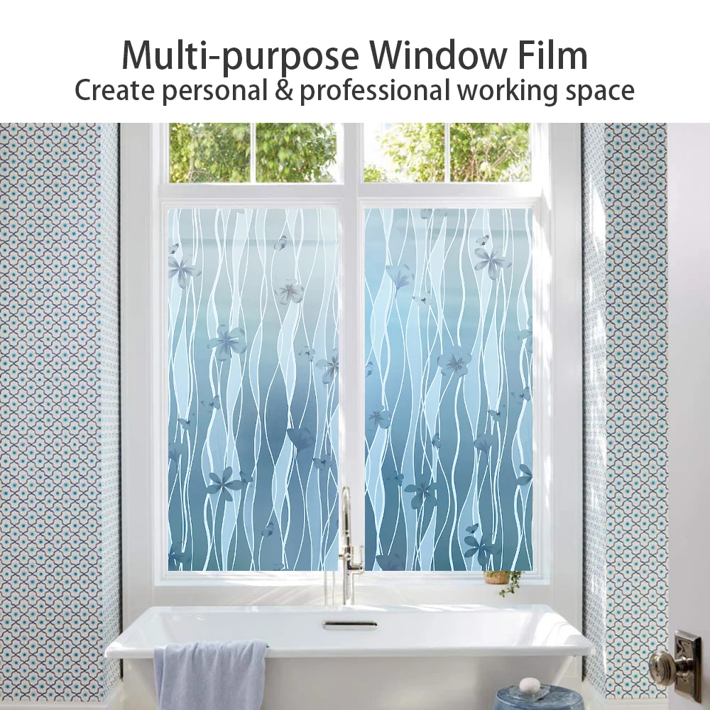3D Matte Window Film Privacy Self Adhesive Frosted Vinyl Glass Film Stained Window Sticker Decorative Window Clings for Home
