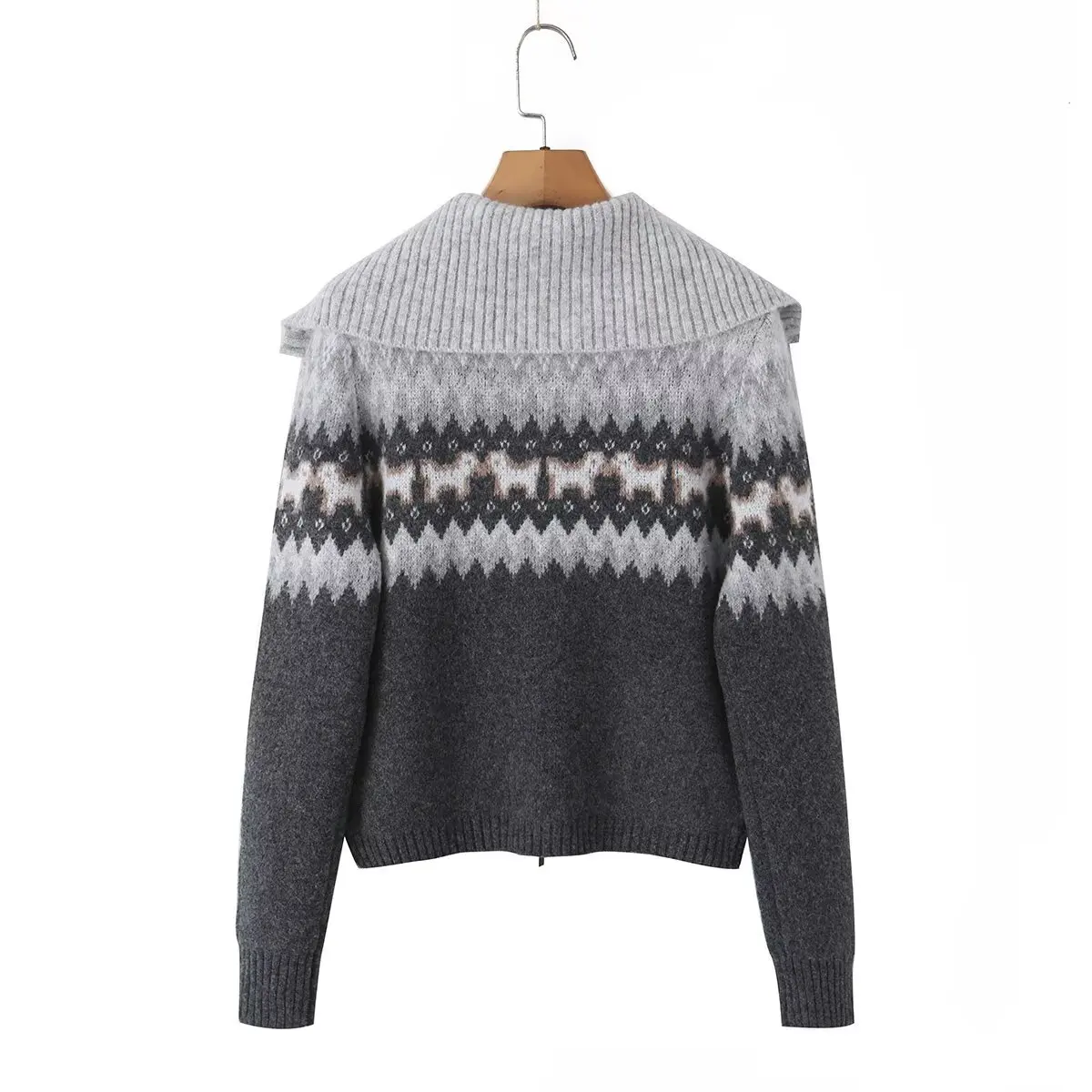 Maxdutti Women's Clothing Autumn 2026 New French Retro Style Gradient Puppy Cardigan Sweater