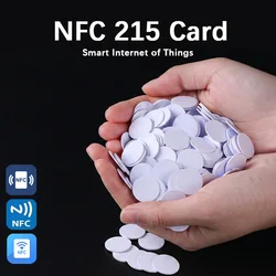 NFC Ntag215 13.56MHz NFC Coin Bonding Card Badge ISO/EC14443A 25mm Waterproof PVC 215 Electronic Tags Round card