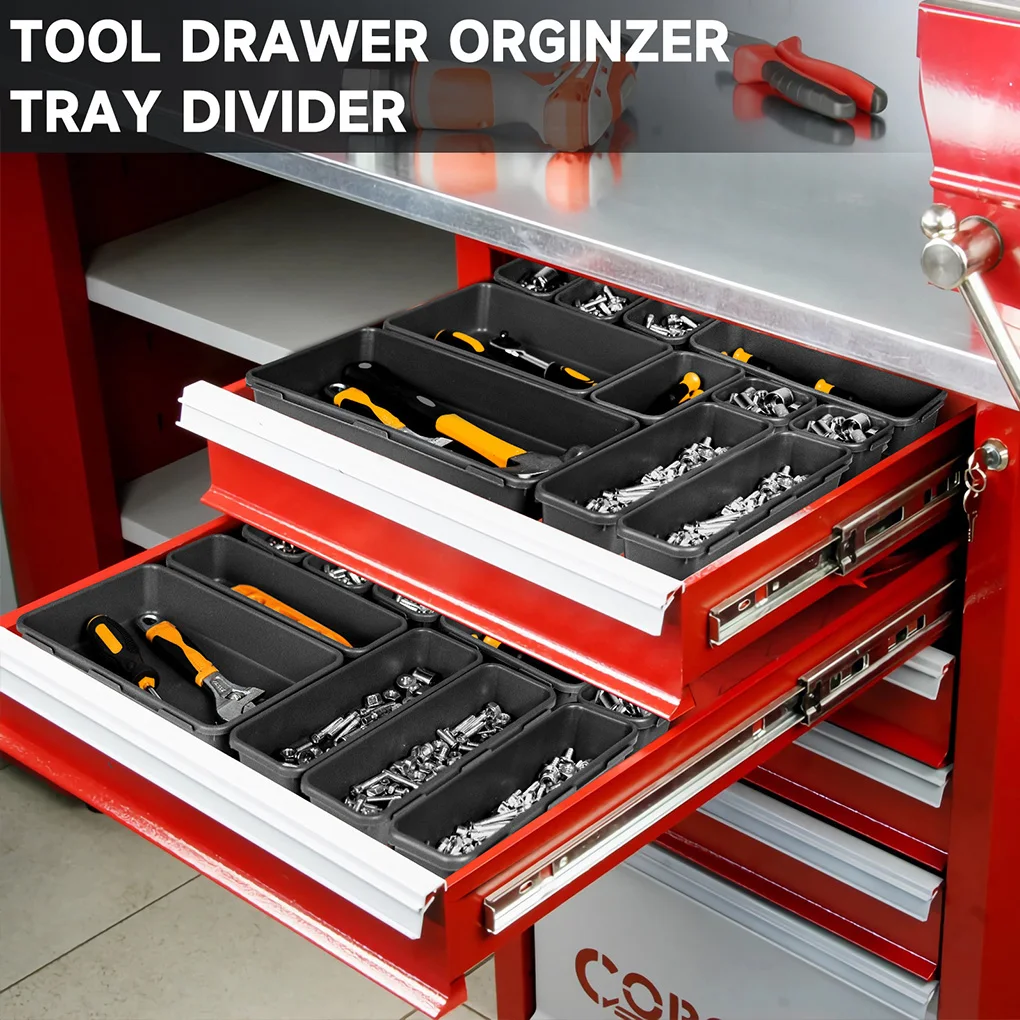 36PCS Organizzatori per cassetti da scrivania Interbloccati Organizzatore per utensili poco profondi Divisori per vassoi Cassetta degli attrezzi Contenitori per contenitori