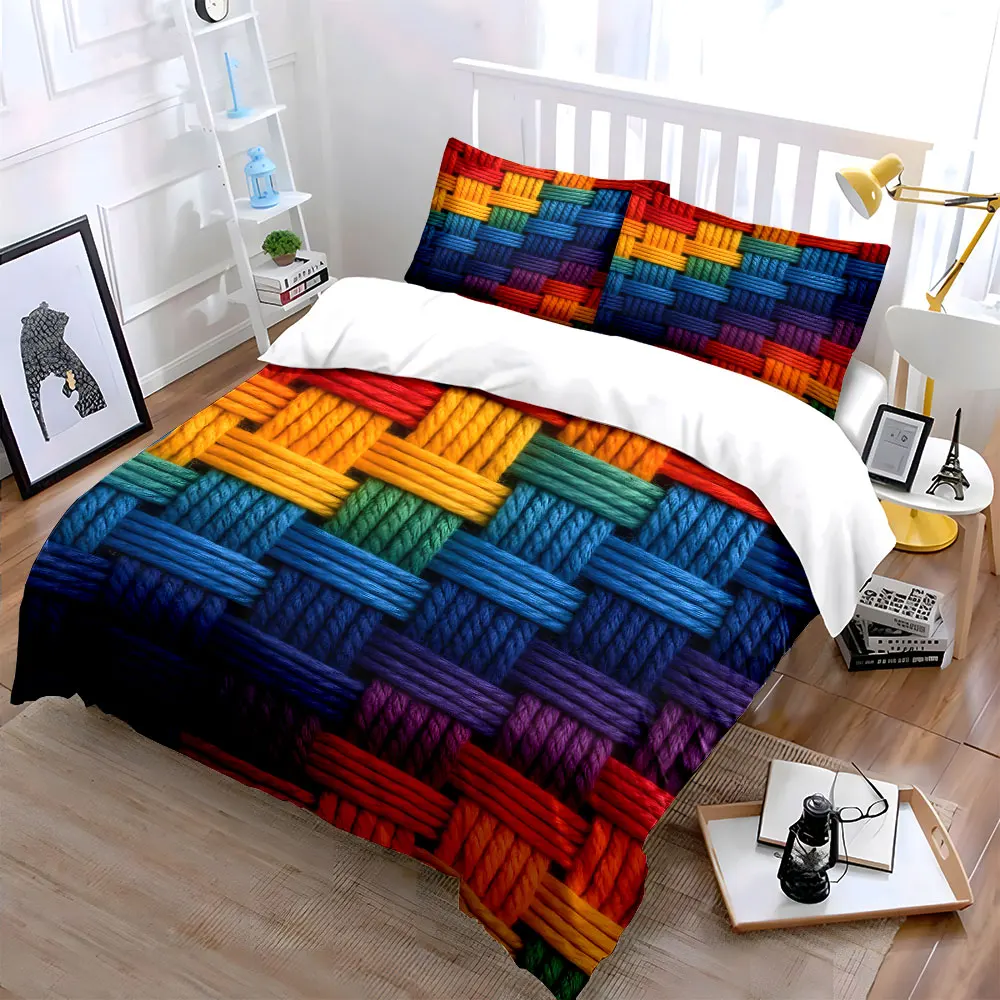 Dream Rainbow Woven Art Bedding Set for Kids Luxury Gift 3pcs Digital Print Comforter Set Soft Comfortable Breathable