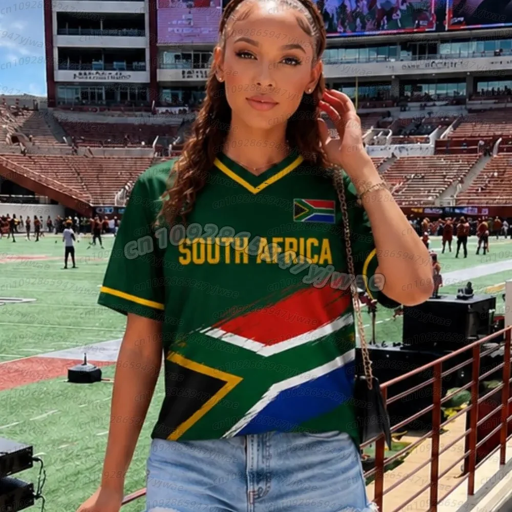 26 Sommer-Fußballtrikots für Damen und Herren aus Südafrika, Cheerleader-Kurzarm-T-Shirts, lässige O-Ausschnitt-Sport-T-Shirts, Damen-T-Shirt – Detail 5