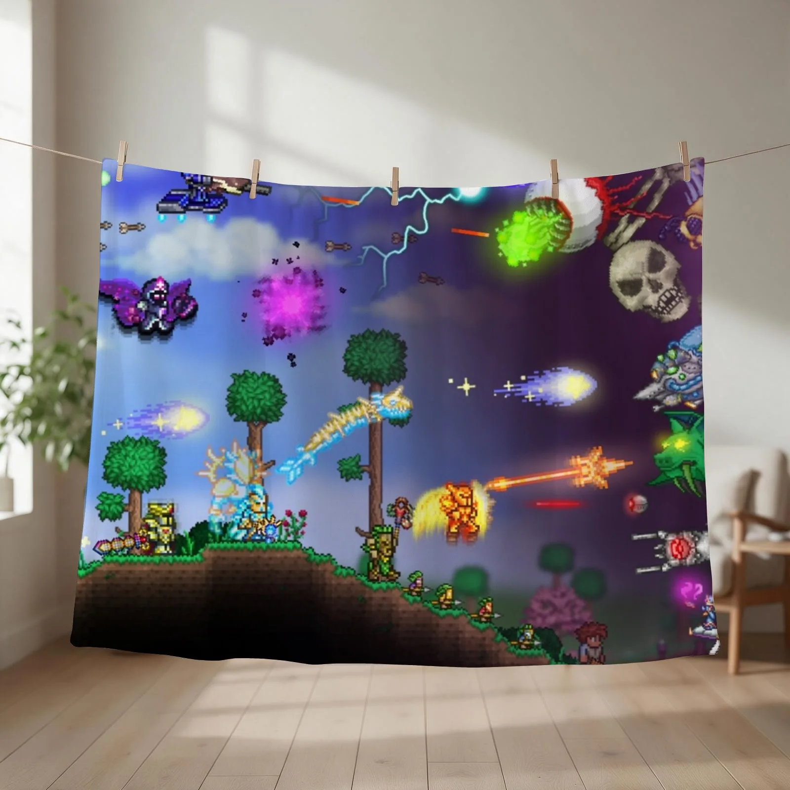 Terraria Game - Artwork Throw Blanket couch cozy soft plush fuzzy picnic outdoor blanket