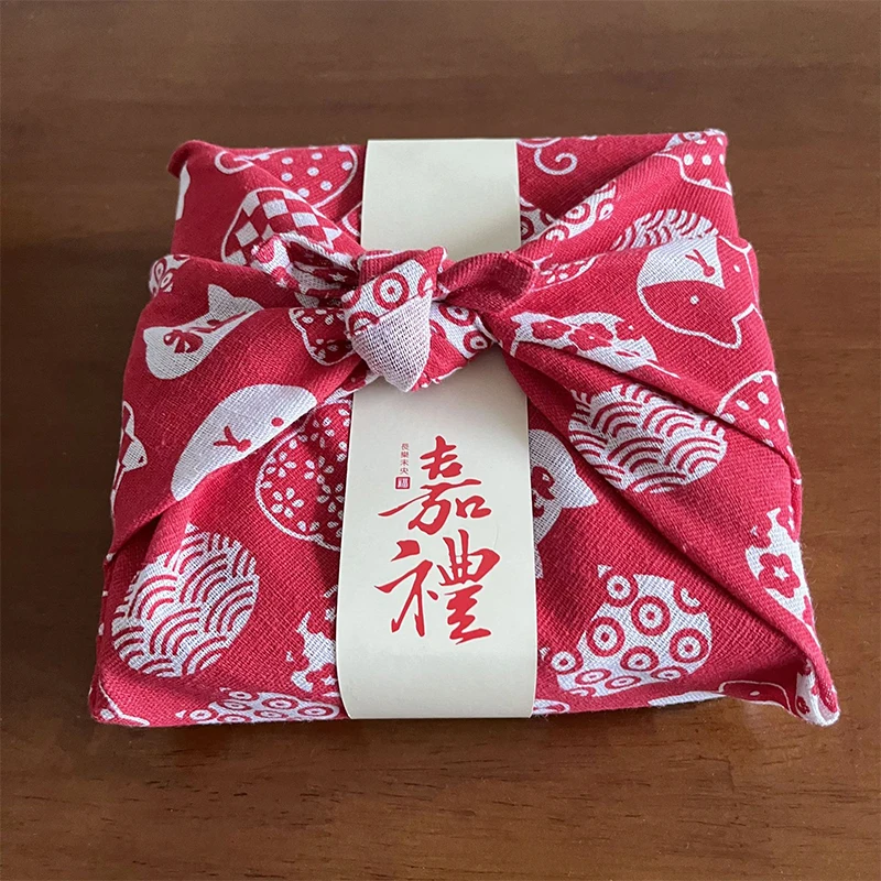 

46Cm/70Cm/90Cm Japanese Handkerchief Furoshiki Pastoral Cat Bento Wrapping Cloth New Year Wedding Festival Gift Package Kerchief