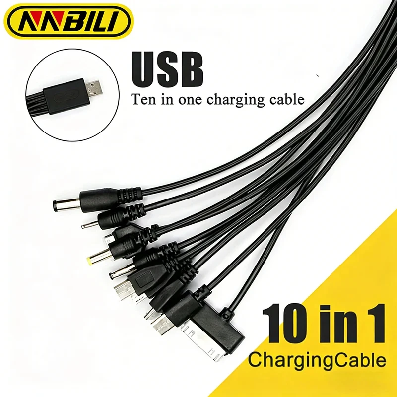 Cabo de Carregamento USB Multiuso 10 em 1 NNBILI, Cabo de Carregador Retrátil Universal com Conectores Micro-USB / Tipo-C / Lightning