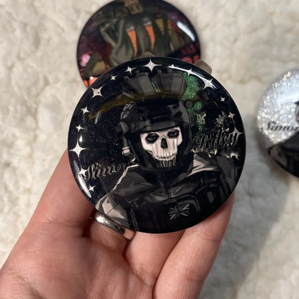 콜 오브 듀티 주변기기 고스트 코니그 키건 코스프레 배지, 양철 브로치, 걸이 장식, 여우꼬리 잡곡