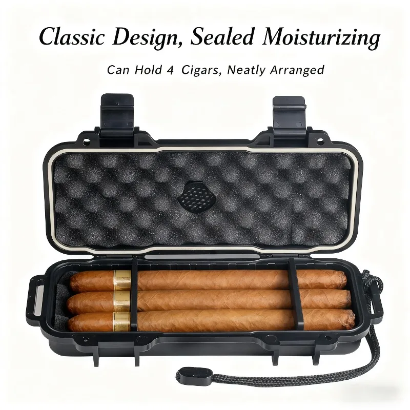 

Portable Cigar Humidor That Can Hold 4 Cigars, with Humidifier, Waterproof ABS Travel Case, Smoking Accessories, Men's Gift
