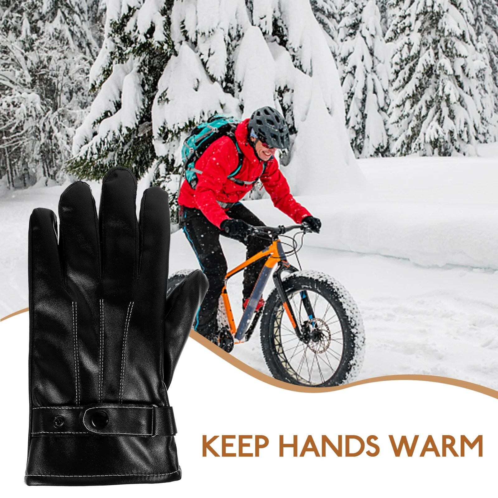 

1Pair Insulated Warm Gloves PU Winter Cycling Climbing Camping Moderate Thickness Air Permeability Design
