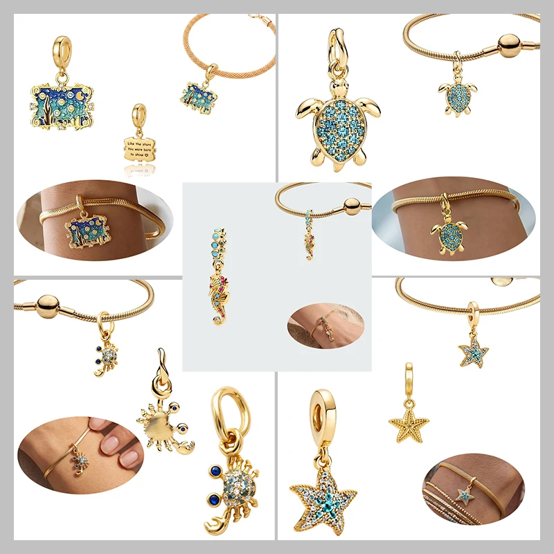 New Original Charm Bead,Sparkling Complete Collection of Marine Animal Series Charm Bead,Fit Pendant Bracelet Women Jewelry Gift