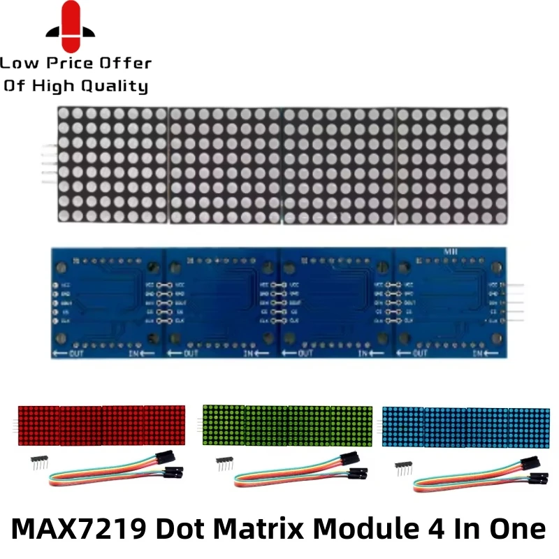 MAX7219 Dot 4 in One Display for Microcontroller Module With 5P Line Amplifier Charging Fm Lora Power Supply Voltage Regulator