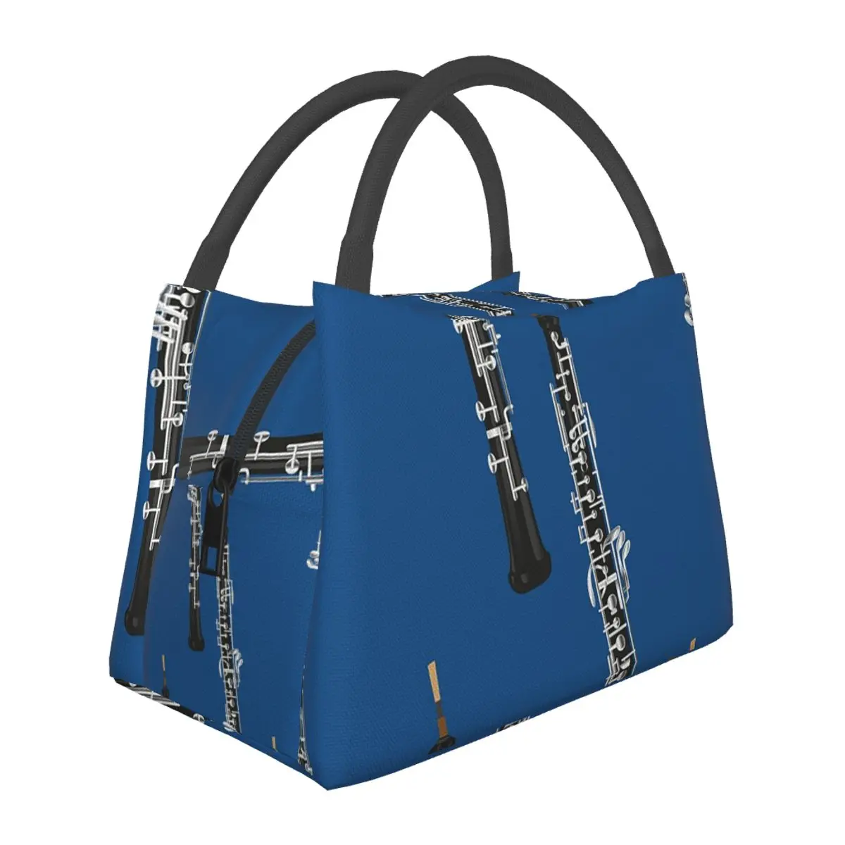 Oboe On Blue Lightweight Handheld Insulated Lunch Bag Large Capacity for Adults Students Travel Picnic