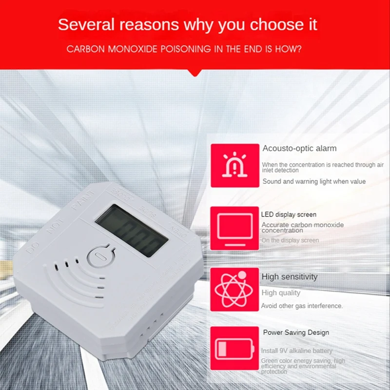 CO Monoxide Alarm Detector Carbon Monoxide Detector With Digital Display And Sound Alarm For Home,Office