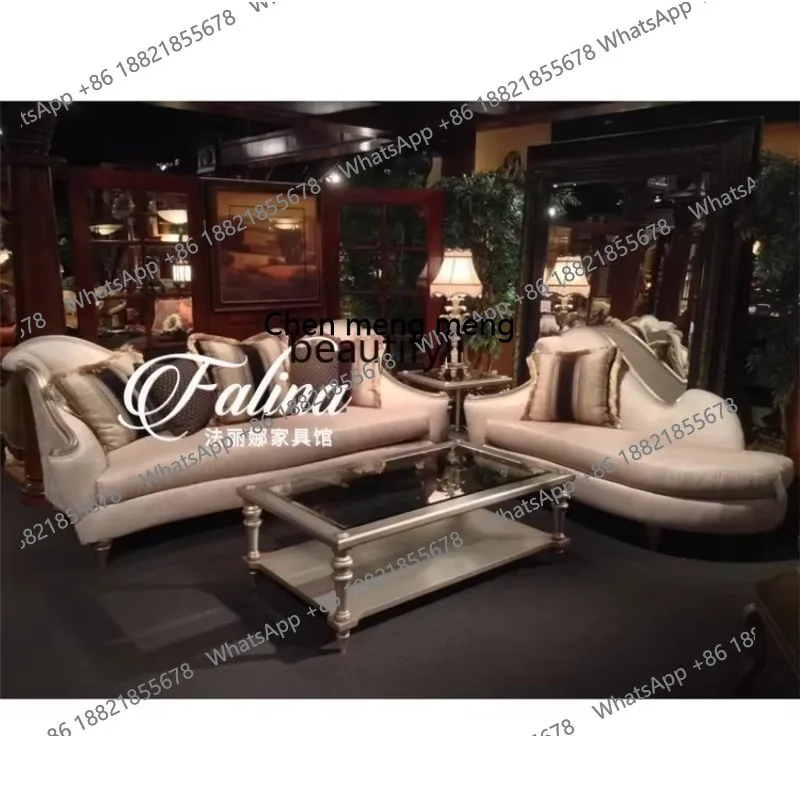 cc182R European neoclassical coffee table French engraving edge table model room solid wood glass coffee table R