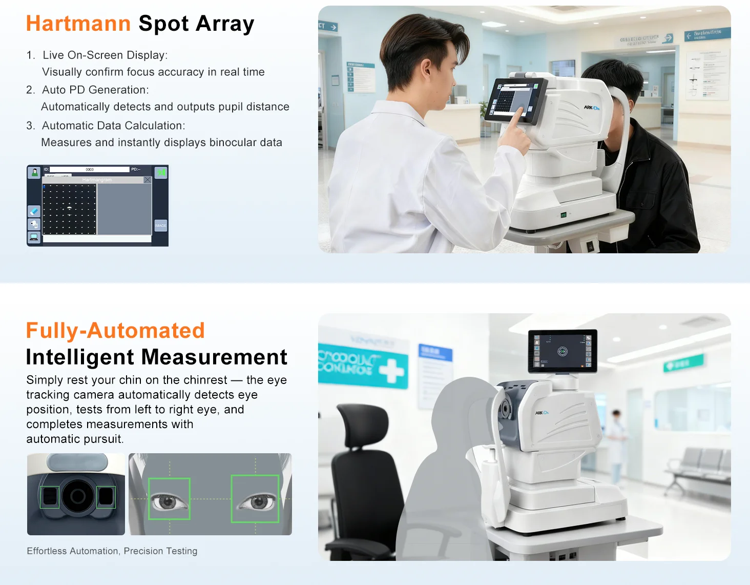 Optiek 3D Tracking Automatische Autorefractometer 9 "Touchscreen Auto Refractometer Zonder Keratometer Oog Optische Auto Refractor