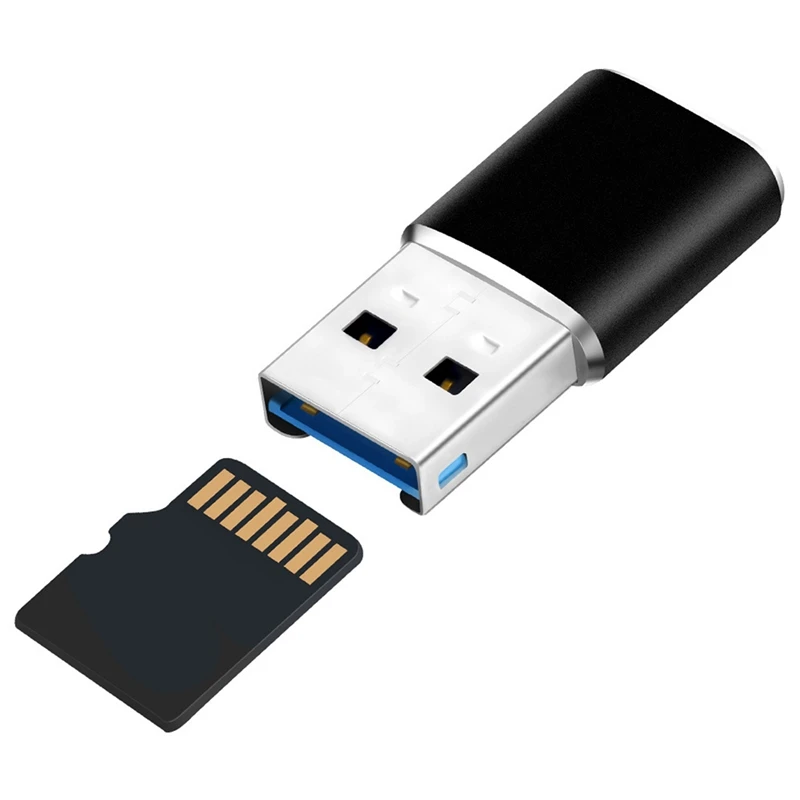 Alumínio Mini Memory Card Reader, Adaptador para Micro-SD Card, TF Card, USB 3.0, PC, Computador, Laptop, 3X