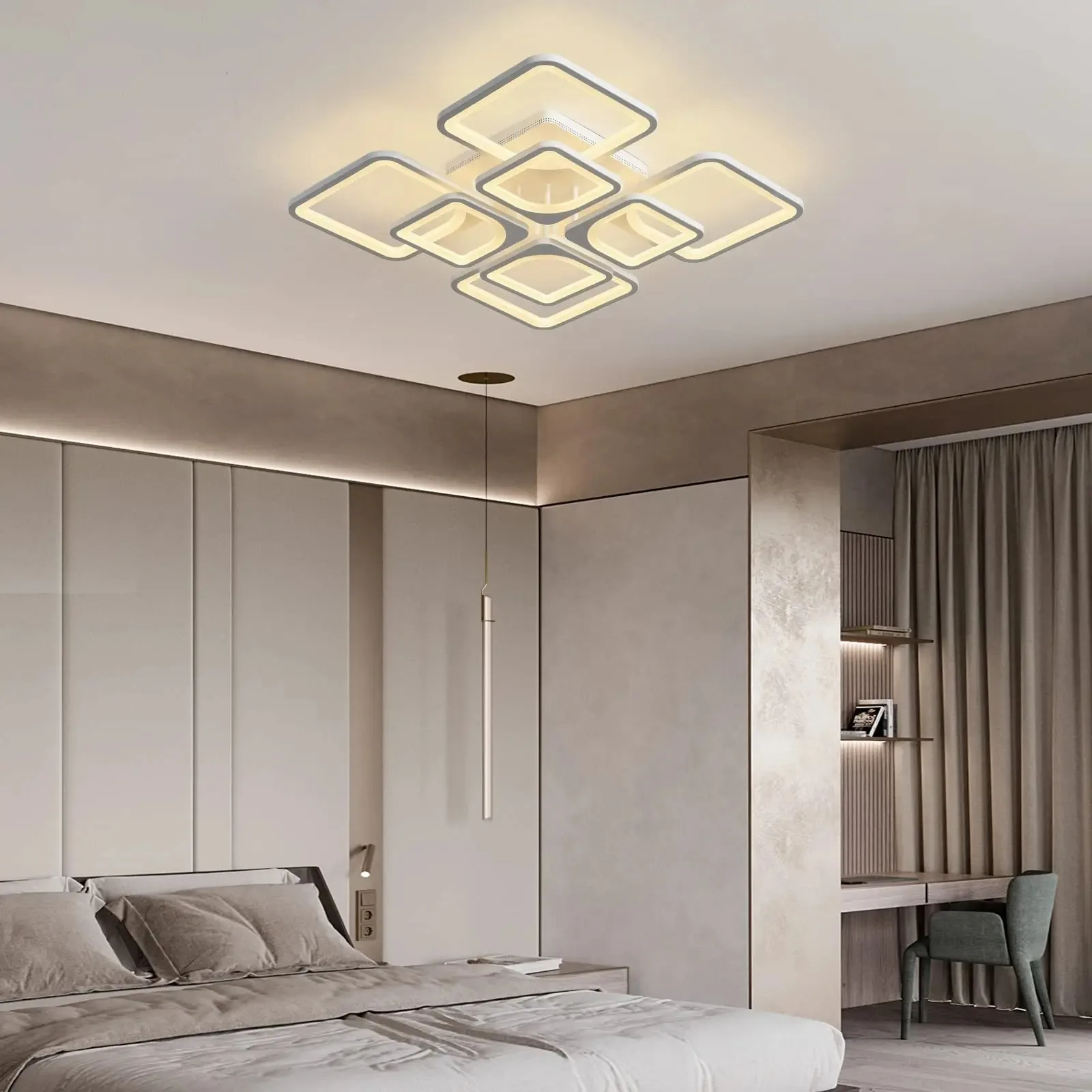 Modern LED Ceiling Lamp for Living Room Lustre Dining Bedroom Study Ceiling Light Nordic Square Ceiling Chandelier Light Fixture