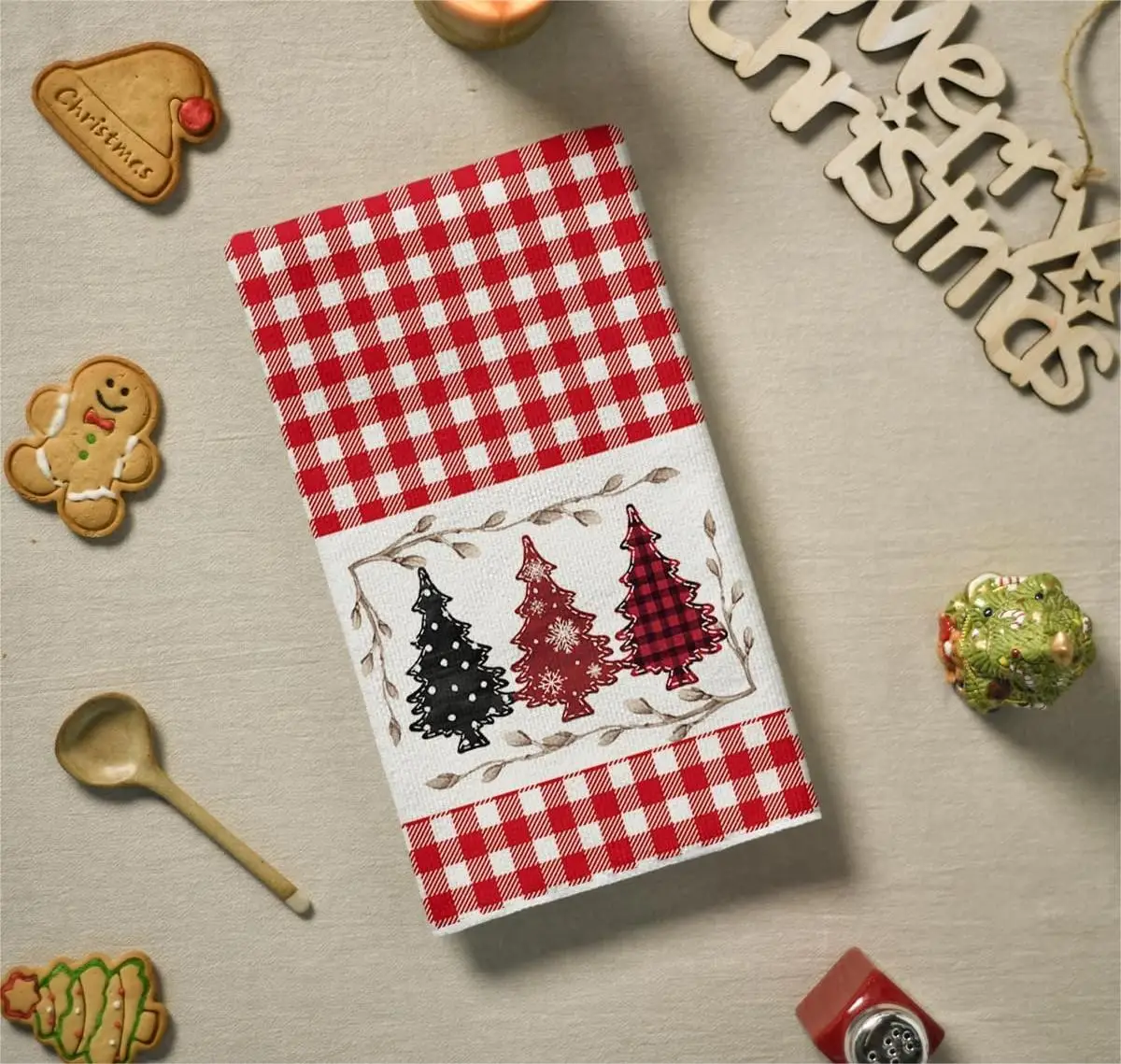 قطعتان، مناشف مطبخ على شكل شجرة عيد الميلاد باللونين الأحمر والأبيض والرطبة، مجموعة مناشف 40 سم * 60 سم، قماش تنظيف ناعم فائق الامتصاص، منشفة شاي للطهي والخبز، منشفة شاي، قماش تنظيف، ديكور المطبخ، أساسيات المطبخ، أساسيات المنزل #4