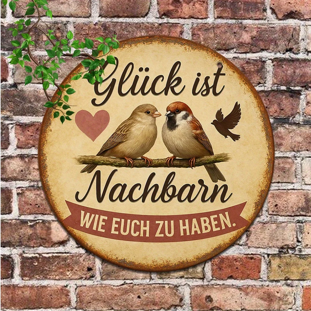 2D 1PCS Retro Bird Wooden round Plate Wall Hanging Decor Ecological Nature Art for Living Room Porch Outdoor Furniture Creative
