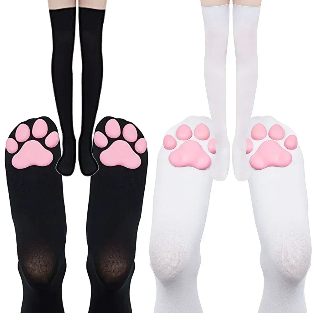 Cat Meat Cushion Kawaii Girls Knee High Socks 3D Cat Claw Cat's Paws Socks Over Knee Socks Women Long Stockings Cosplay Lolita