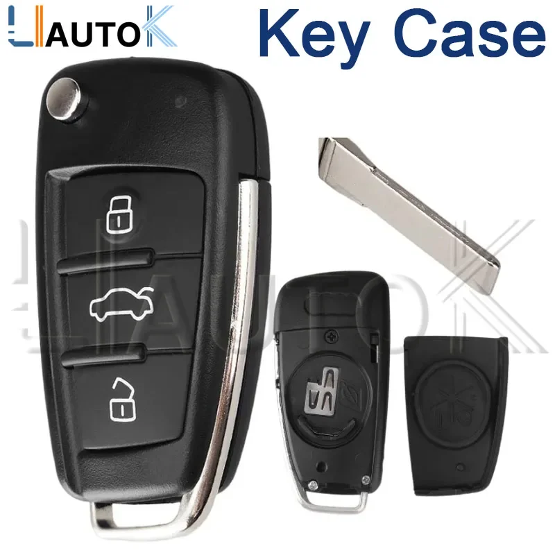Folding Car Key Case For Audi Q7 B7 Q3 A3 TT A2 A8 A6 A6L A4 S5 C5 C6 B6 Replacement Remote Car Key Shell Flip Key 3 Buttons