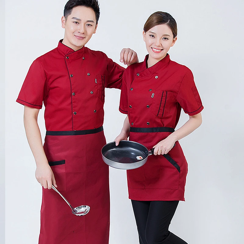 Veste de Chef à manches longues pour hommes, tablier de chemise de Chef, chapeau de boulangerie, manteau de cuisine unisexe, vêtements de pâtisserie, uniforme de serveur de Restaurant pour femmes