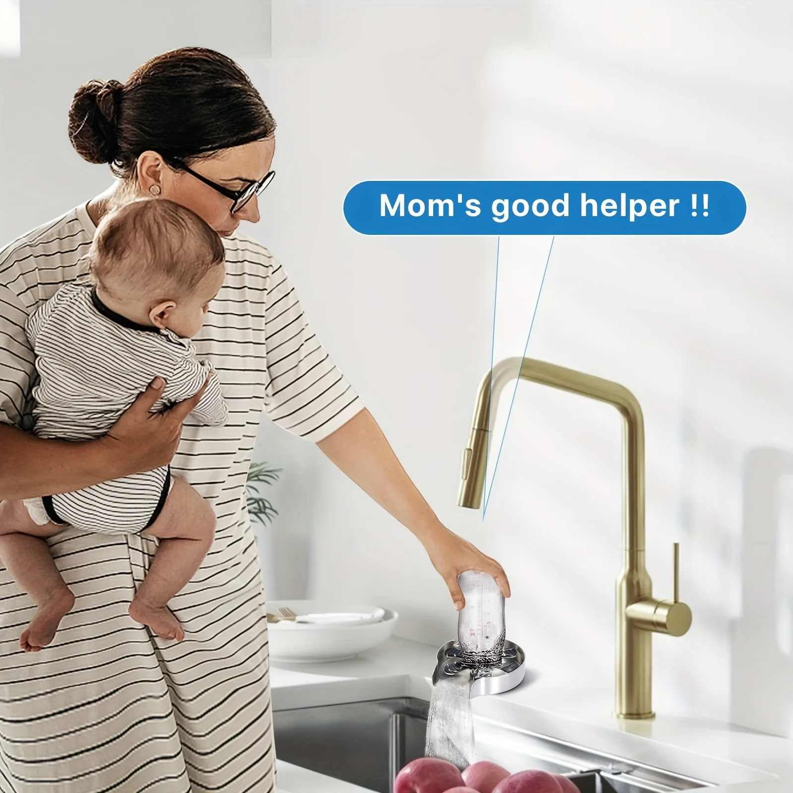 Lavadora de vidrio estándar americana, adecuada para fregadero de cocina, limpiador de tazas, accesorio para fregadero de cocina y bar